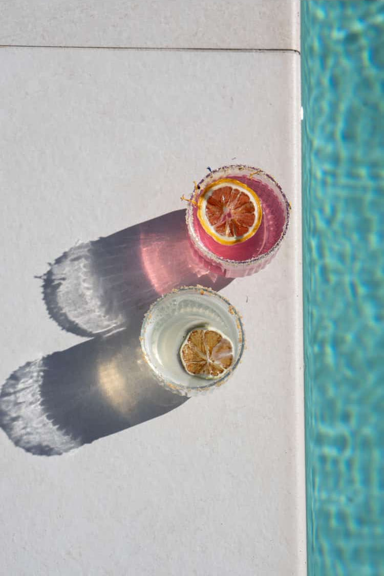 Premium dried citrus garnishes Australia – handcrafted dehydrated slices in cocktails by poolside, Victoria