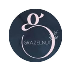 Grazelnut logo with stylized 'g' and floral accent on dark circular background